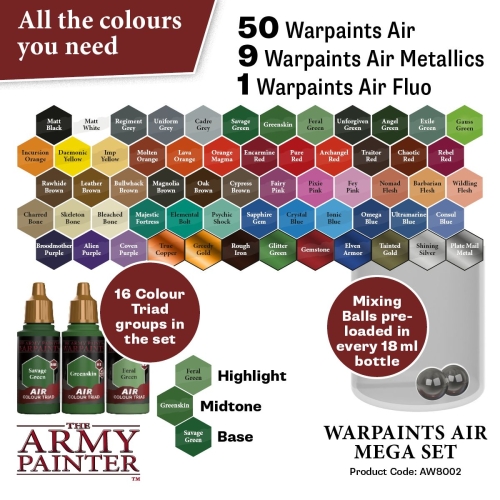 Preview: The Army Painter Warpaints Air Mega Set inkl. Farben (g.P. 1L= 163,03€)